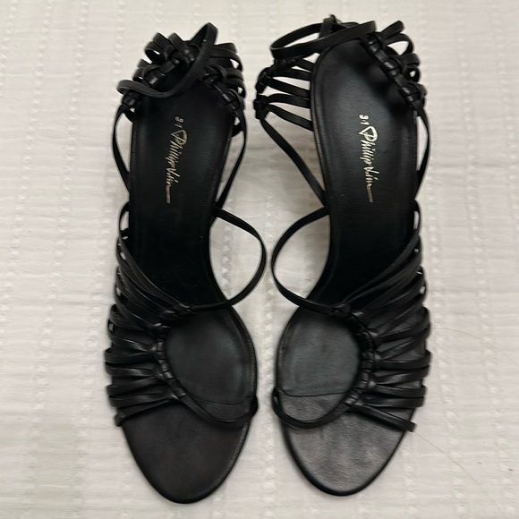 3.1 Phillip Lim Black Ankle Strap Leather Heels - Picture 1 of 8